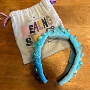 Lele Sadoughi: Sold Out Healing Stones Collection Turquoise Velvet Headband